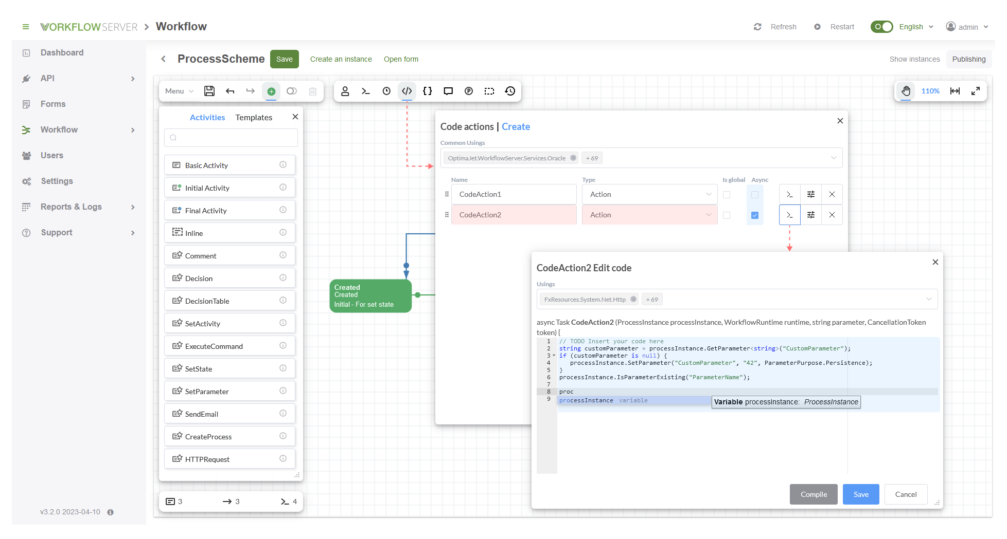 wfs code actions
