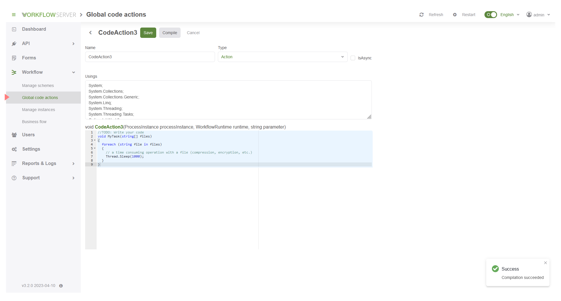wfs code actions