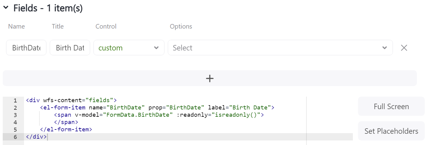 Custom form field